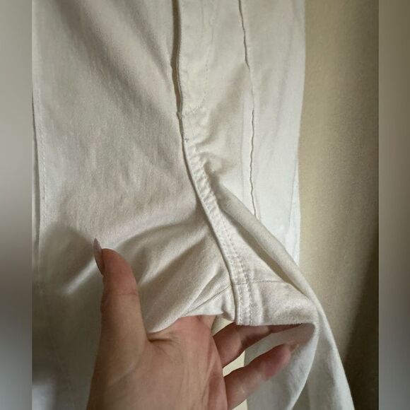 Anthropologie Chino Wide Leg Crop Pants Sz 6 High‎ Rise White Cream - Picture 9 of 9